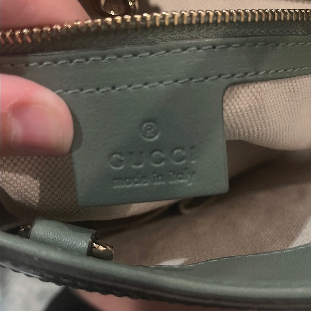 NWOT Gucci microguccisima monogram patent RARE COLOR sagegreen tote shoulder bag - Picture 6 of 14